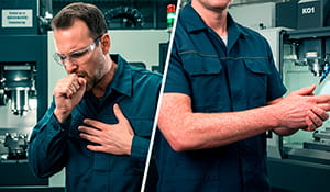 O contato com a pele pode provocar dermatites, eczema, acne oleosa e outras doenças cutâneas. A inalação das partículas pode causar problemas respiratórios como rinite, bronquite e asma brônquica.  | Saiba mais  | Nederman