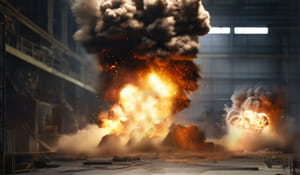 Isso irá misturar a poeira com o oxigênio do ar, o que tornará a explosão maior e, potencialmente, alimentará uma segunda explosão de poeira - ou mesmo várias | Nederman