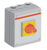 Main switch, 3 pole, maximum 37 kW (400V), plastic IP65 (non UL), cable entry top/bottom 21-35mm